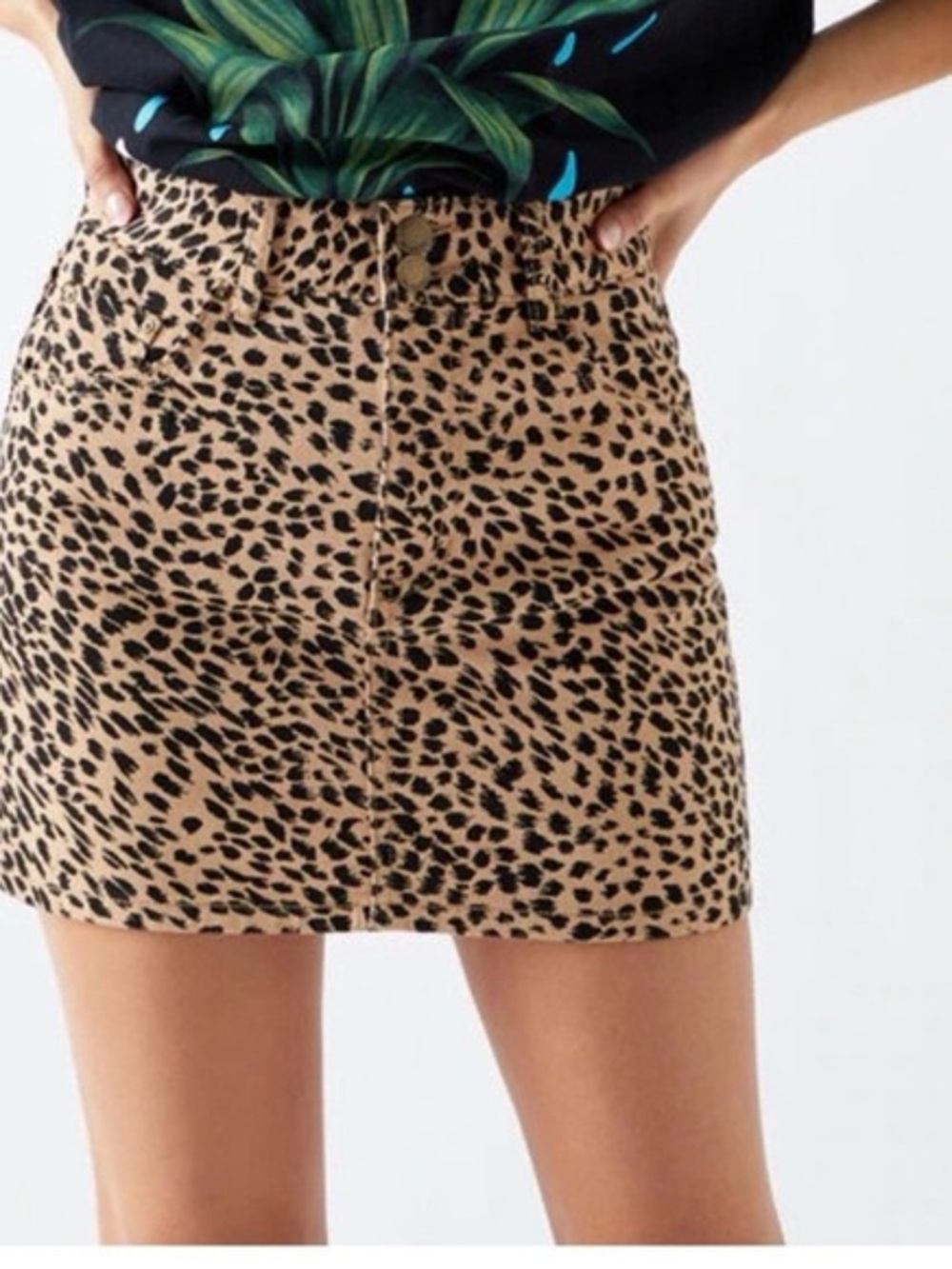Billabong Leopard Print Mini Skirt in Beige and Black